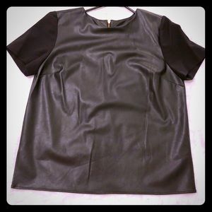 Faux leather top with zip back detail